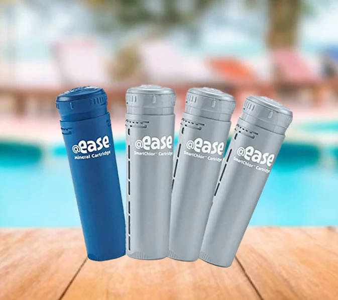 FROG @ease In-Line System cartridges installed in a hot tub